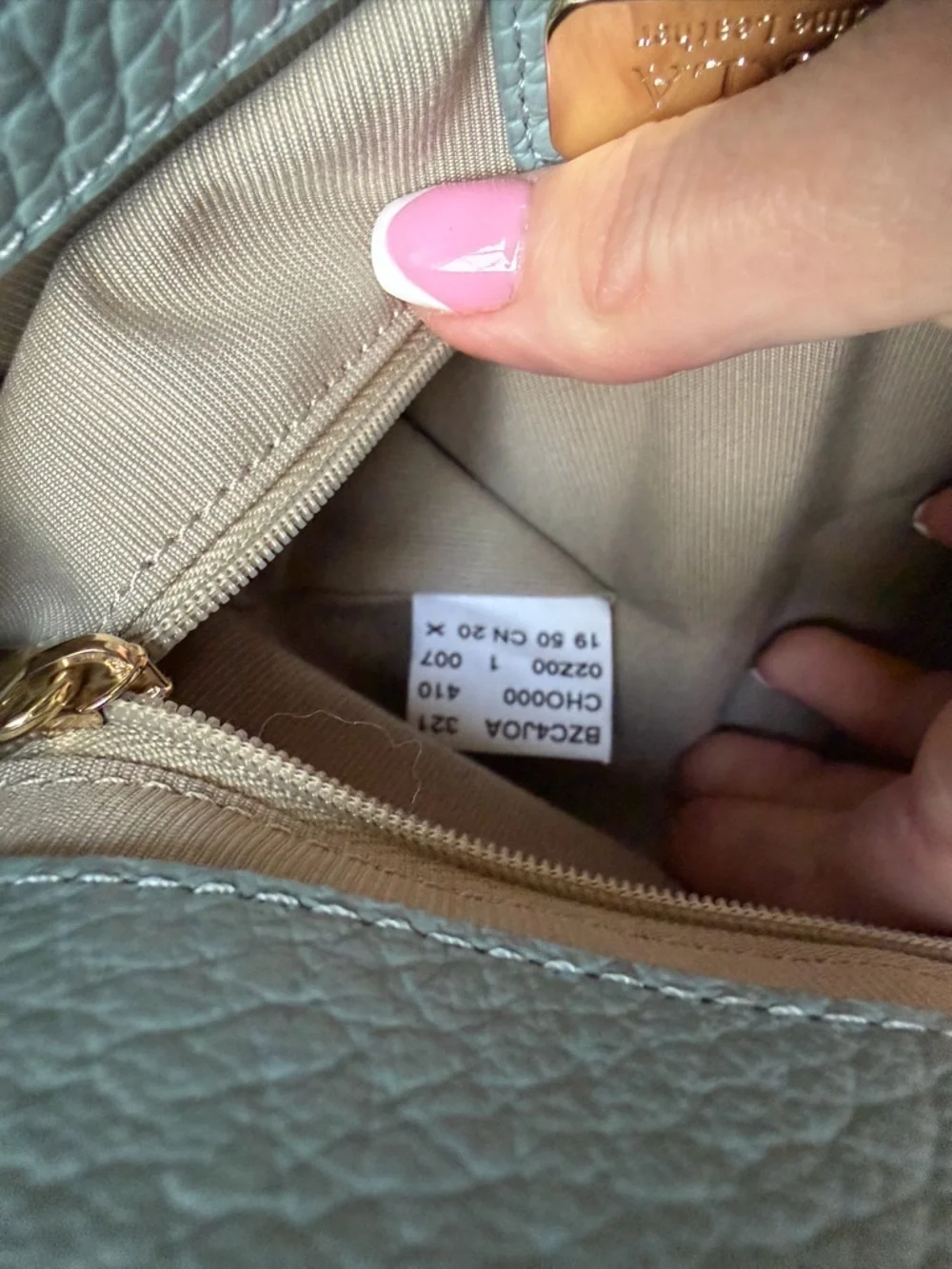 Furla Pebbled Leather Satchel in Pale Blue with Gold Hardware